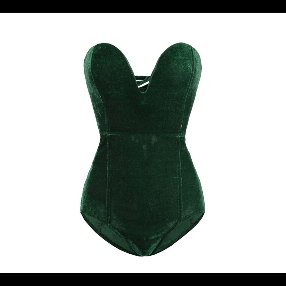 Tube Top Velvet Bodysuit Leotard Corset Back brand new